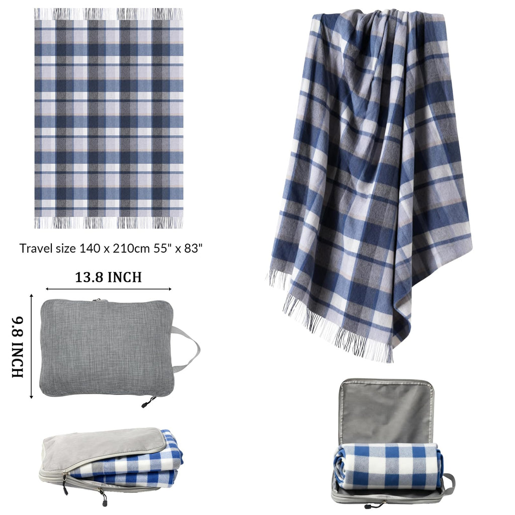 Pure Wool Throw Blanket Plaid Tartan Blankets 55x83 Inch, 1.5lb
