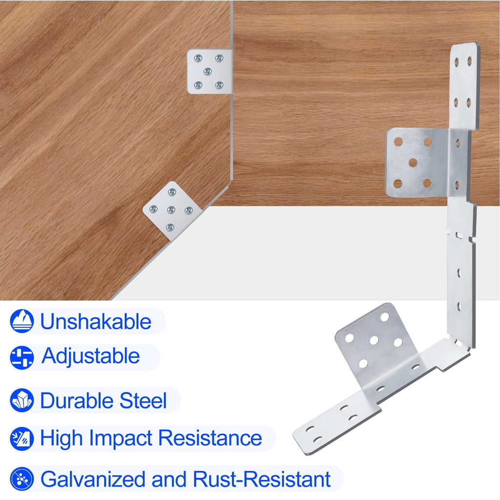 10Pcs Adjustable Stair-Stringer Connector, 18 Gauge Heavy Duty Stair Stringer Hanger Bracket, Strong Tie Straps