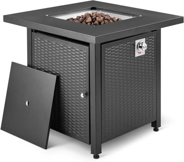 Fire Table, 50,000 BTU, 28" D x 28" W x 25" H, Black, 1 Pack