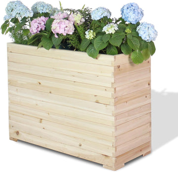 Wood Raised Garden Bed, Rectangular Planter Box Outdoor Large Tall Trough 39"x28"x15" Flower Planters Boxes with