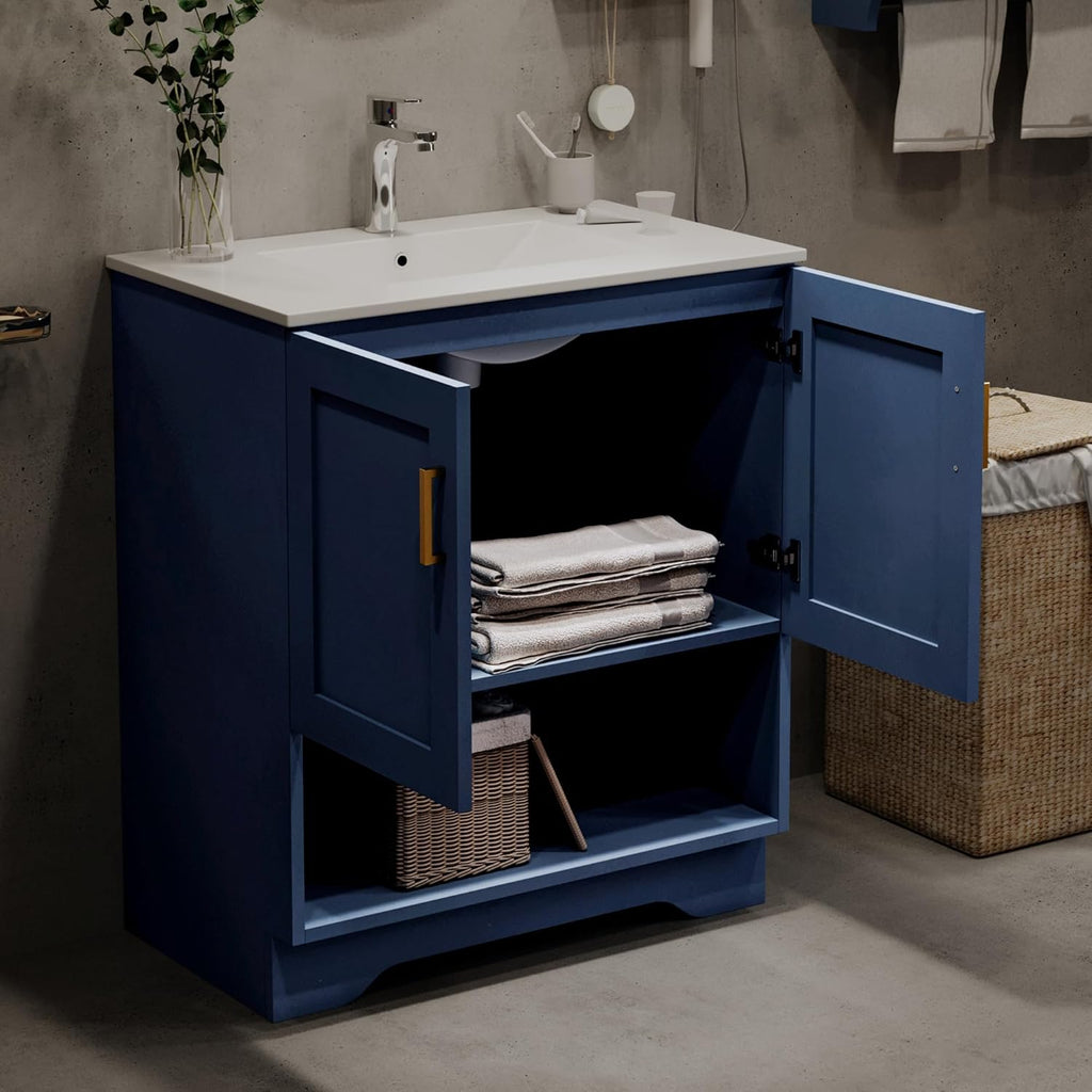 30 Inch Modern Bathroom Vanity with Ceramic Sink