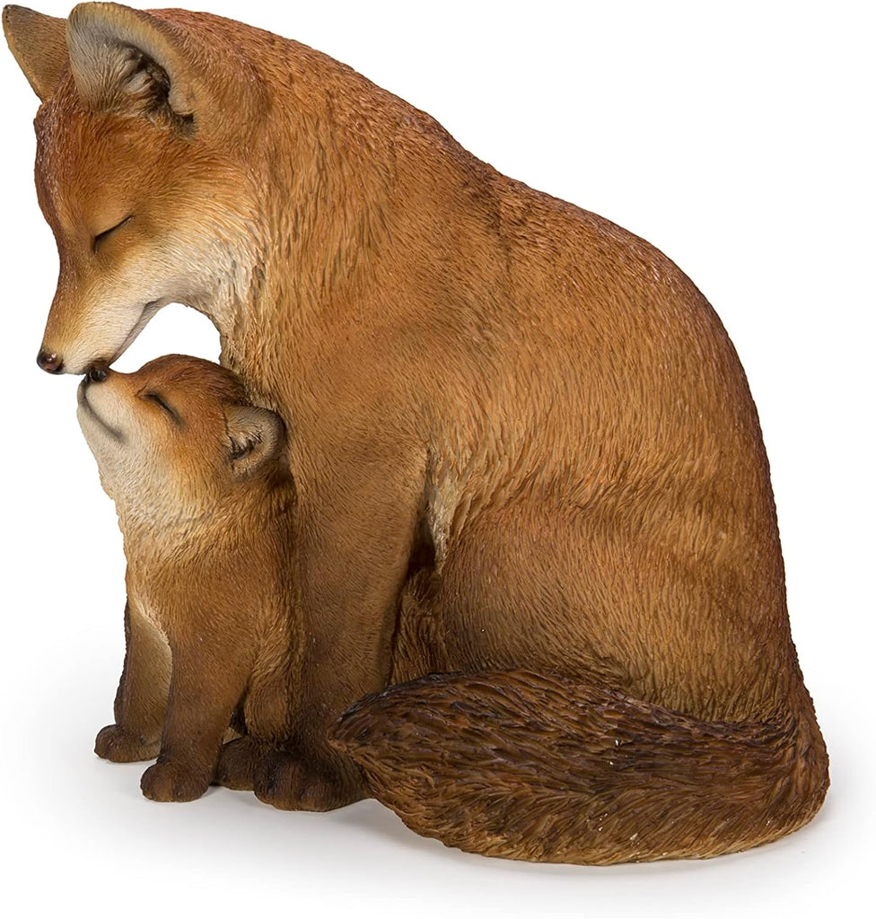 Gift Cuddling Mother and Baby Fox Garden Statue, Brown (87719-I)