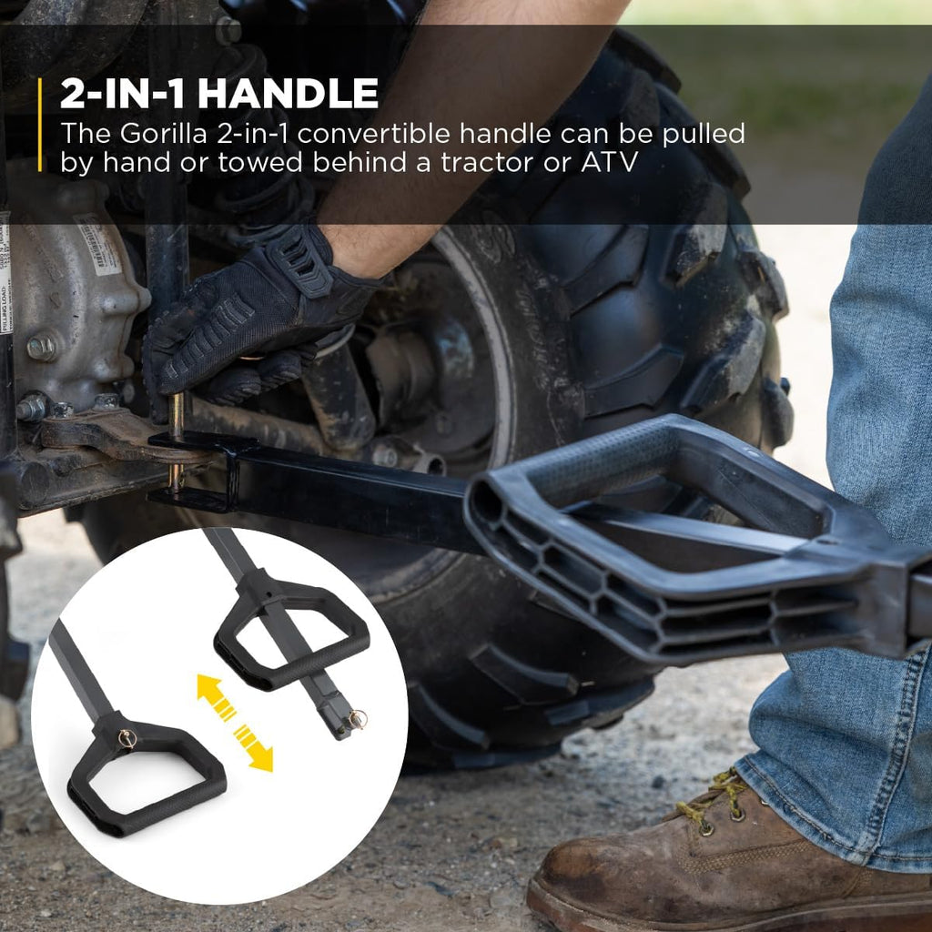 Steel Garden Cart, 4-Wheel Yard Cart, 1400 lb Capacity | Removable Sides, Convertible hand or tractor tow handle