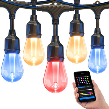 Smart Outdoor String Lights 49FT, LED Patio Lights with App Control
