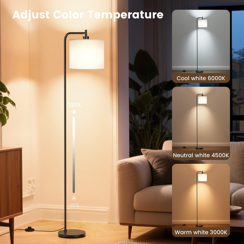 Floor Lamp, Tall Standing Lamp with Shade