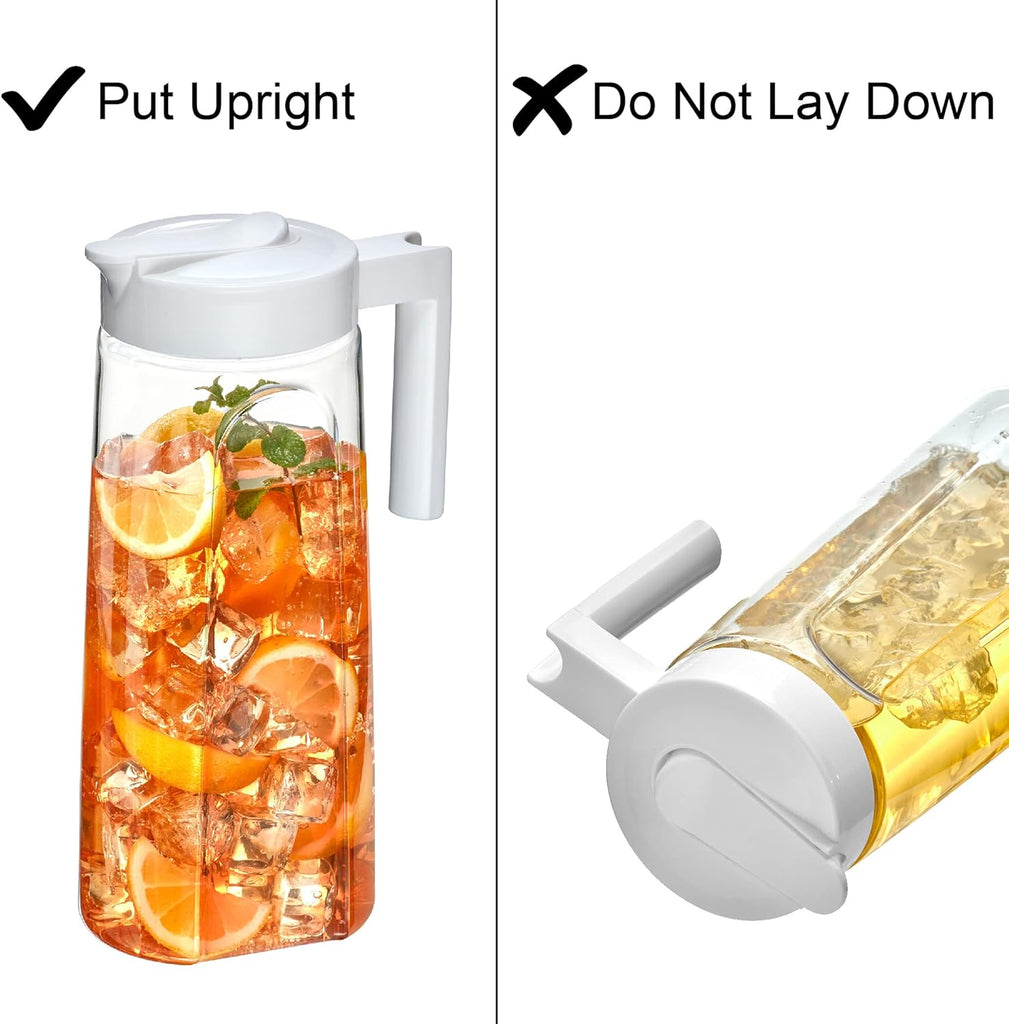 Slim - Tritan Pitcher (64 oz), Unbreakable Plastic Water Pitcher with Lid, BPA-Free, Heat-Resistant, Dishwasher-Safe