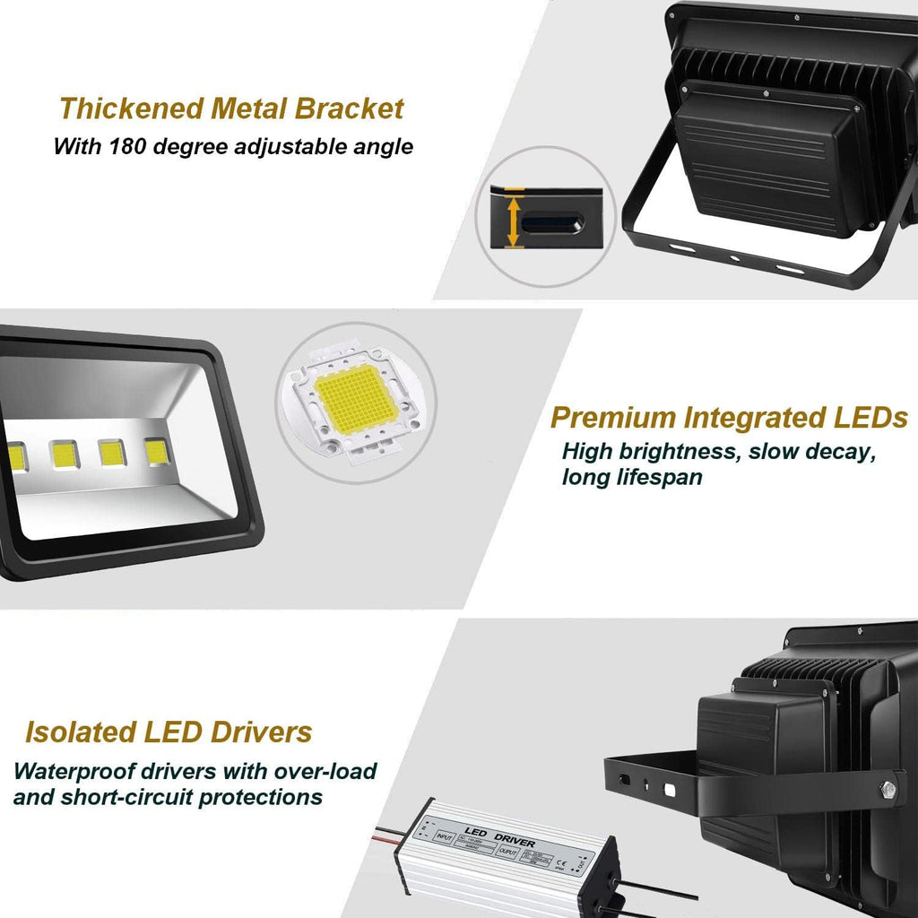 200W LED Flood Lights Outdoor, 20000LM Super Bright Security Floodlight, 100-277V, IP66 Waterproof, Commercial