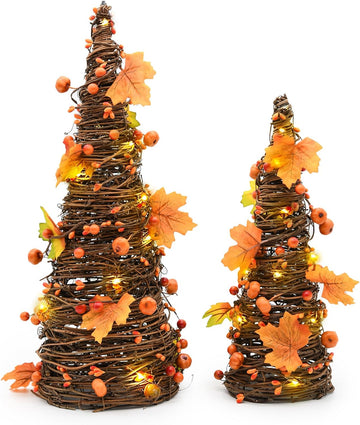 Fall Decor, Fall Tabletop Trees, Lighted Pumpkin Thanksgiving Decorations