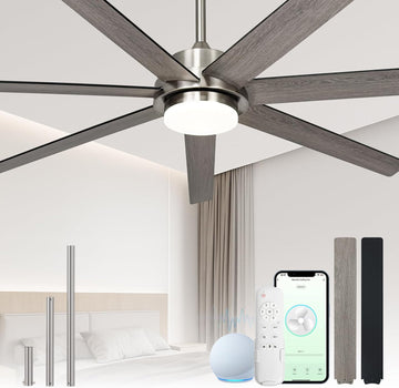 65 Inch Large Smart Ceiling Fan with Light and Remote via WIFI Alexa APP Control,Dimmable