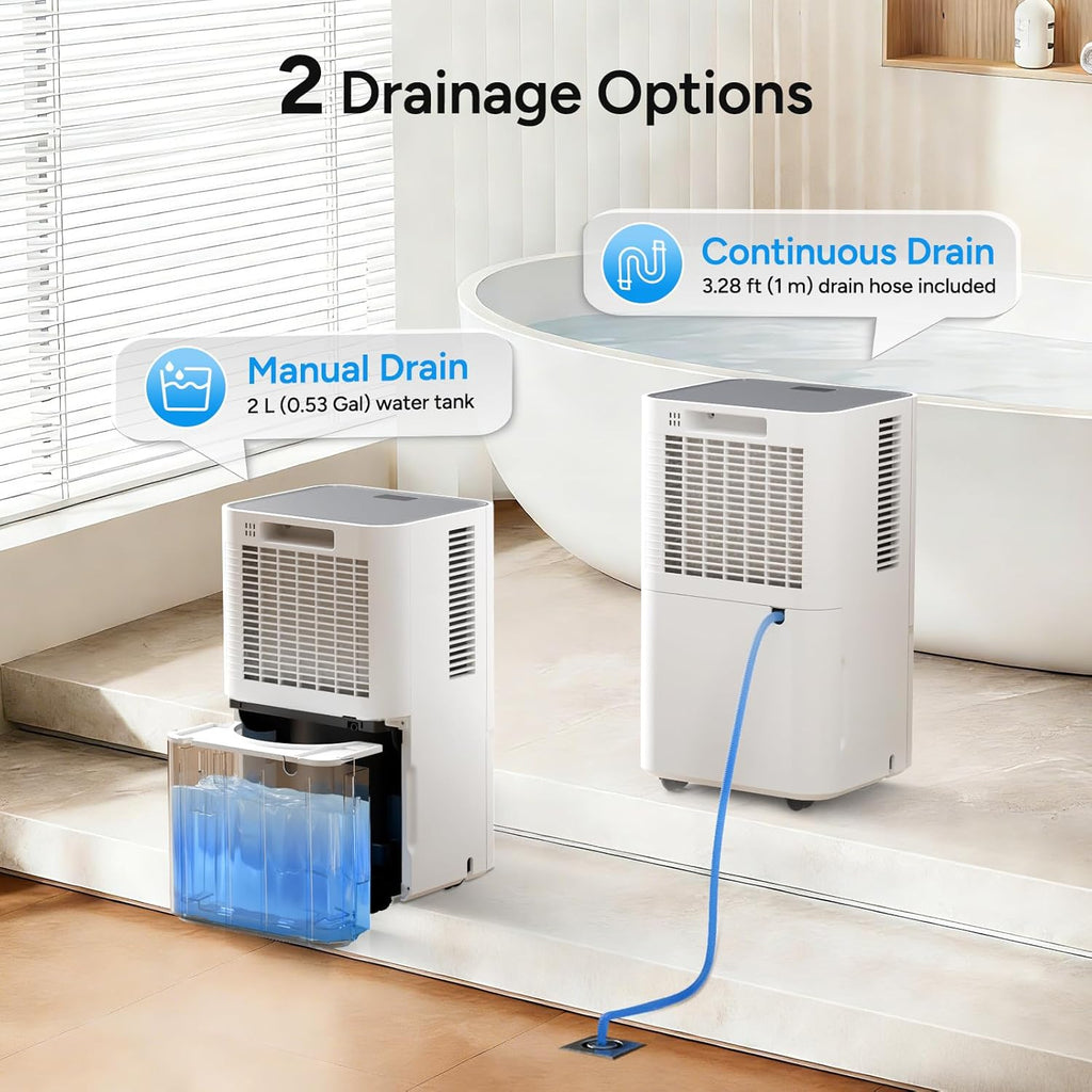 2000-2600 Sq.Ft Dehumidifier for Home with Drain Hose, 38 Pints/Day Dehumidifier for Basement, Bedroom, Bathroom