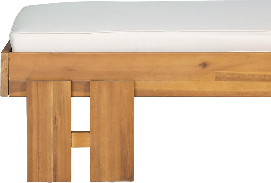 Acacia Wood Outdoor Daybed with Cushion & Pillow, Patio Sofa Couch Backyard, Patio Garden Lounge Sofa