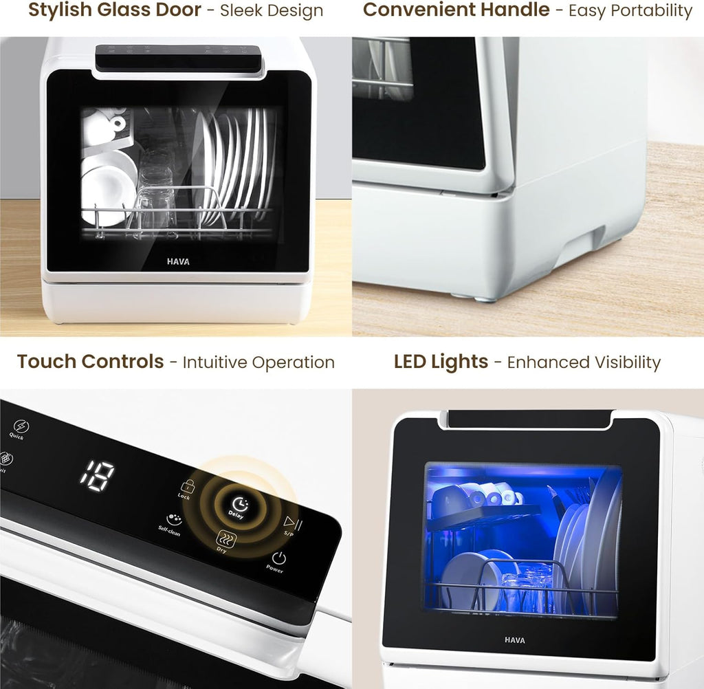 Countertop Dishwasher, 8 Wash Programs NEW Upgraded Model Portable Dishwasher with Child Lock & Delayed Start Function