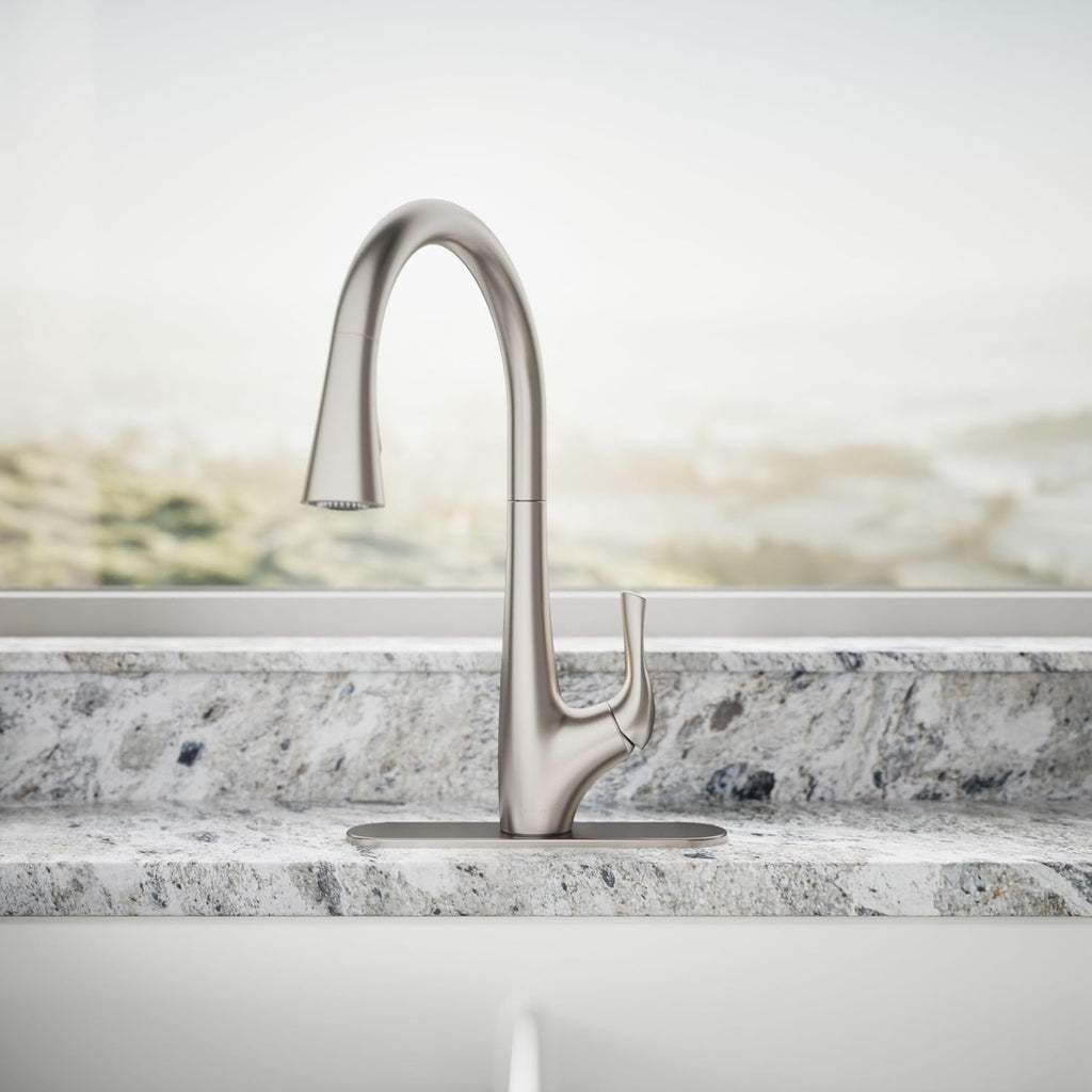 R43210-VS BevinTM Kitchen Sink Faucet with Pull Down Sprayer, Two-Function Sprayhead Kitchen Faucets, 1.5 GPM