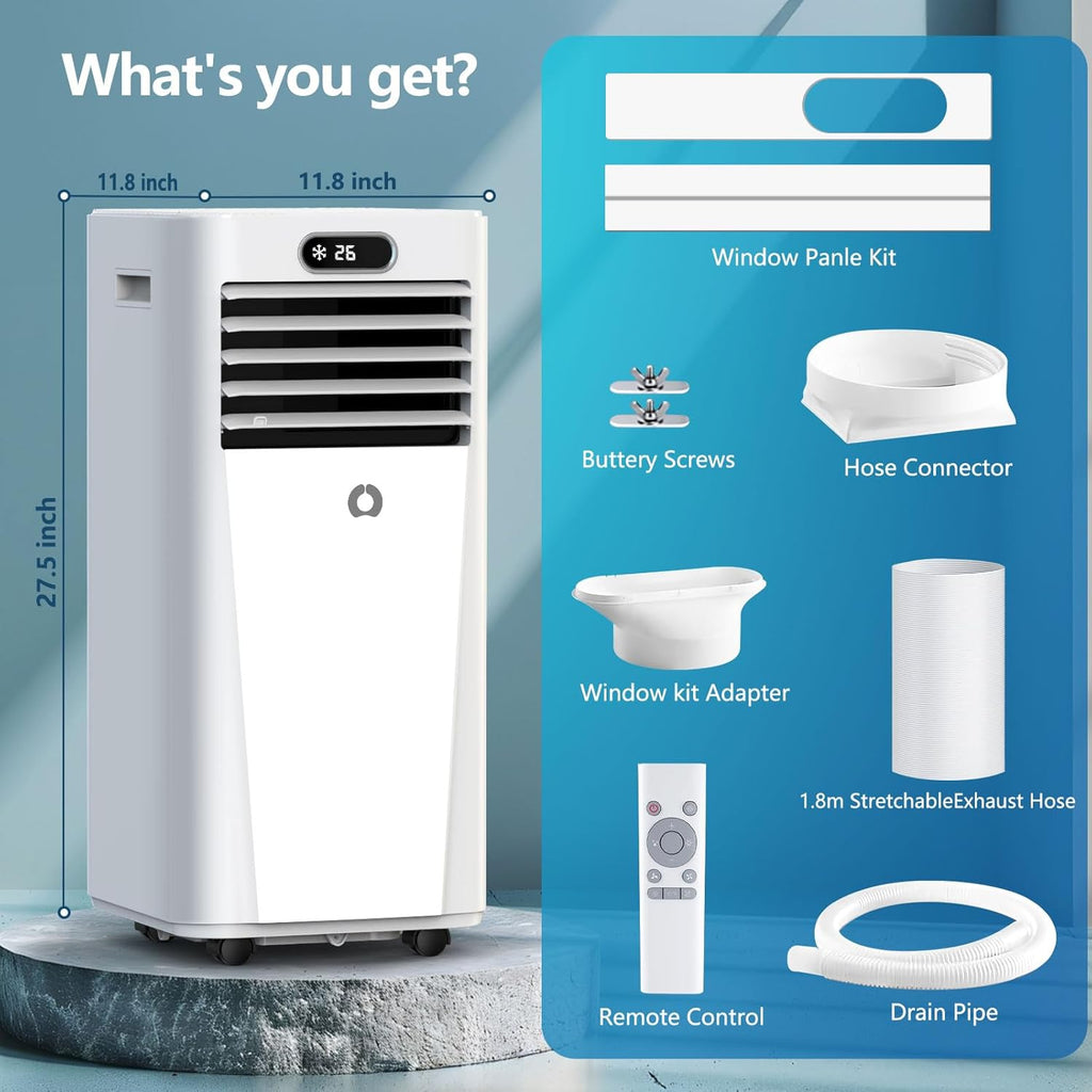 Portable Air Conditioners,10,000 BTU 3-in-1 Portable AC unit for Rooms up to 450 Sq. Ft, Featuring 24H Timer