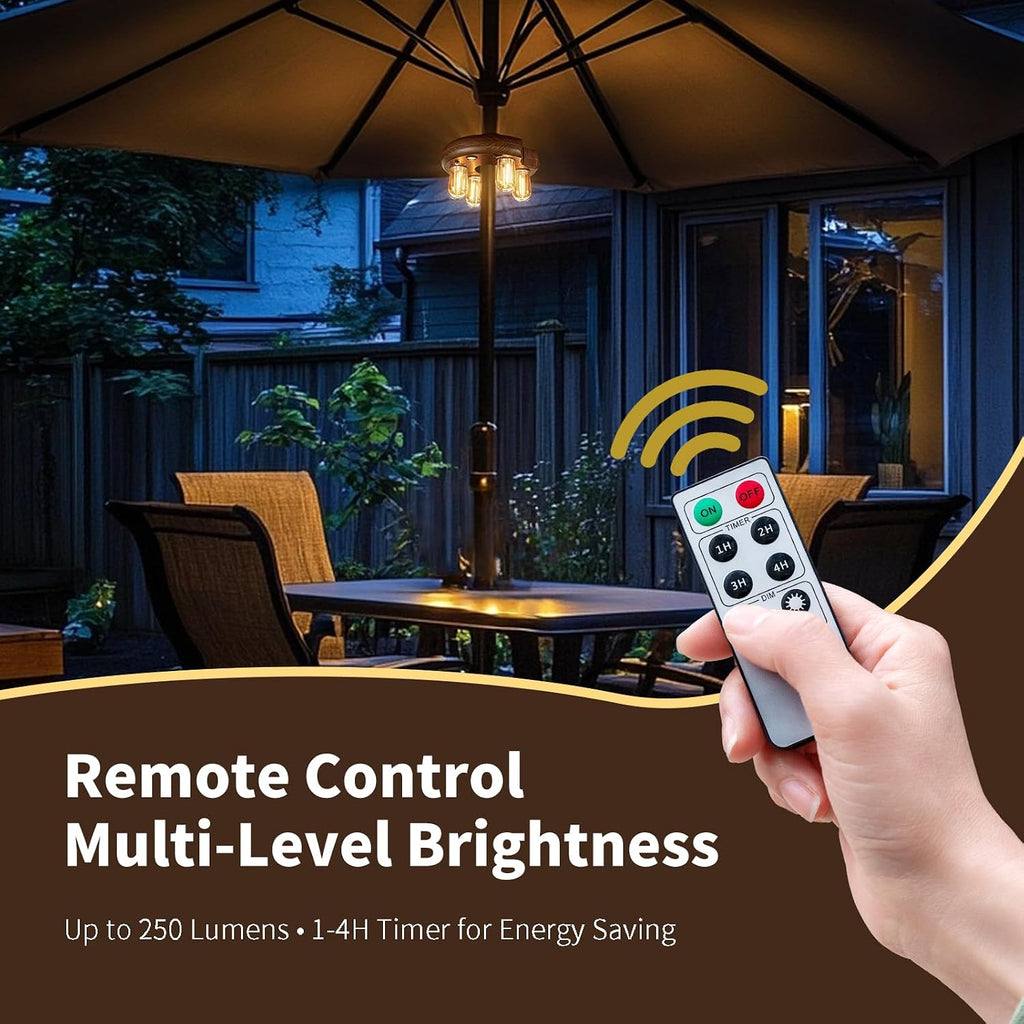 Dark Wood Grain Patio Umbrella Light with Remote Control