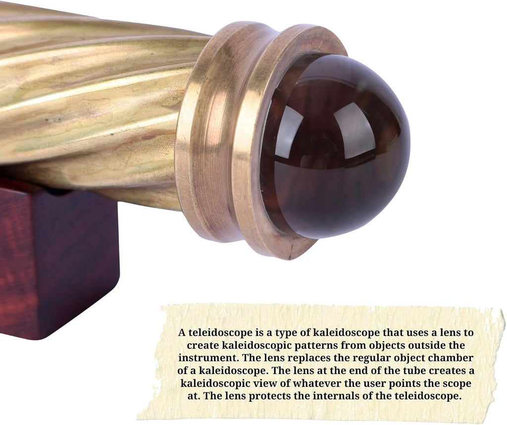Handmade Brass Spiral Teleidoscop, Marble Kaleidoscope Toy for Adults, Vintage-Inspired Gift & Collectible