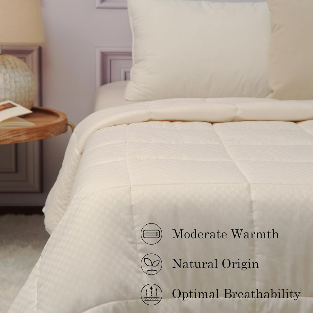 Wool Comforter Duvet Insert, 100% Australian Wool Filling with Soft Noiseless Cotton Shell