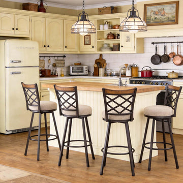 Farmhouse Swivel Bar Stools with Backs, Set of 4, 2-in-1 Adjustable 25"/30" Height, Mid-Century Modern Kitchen