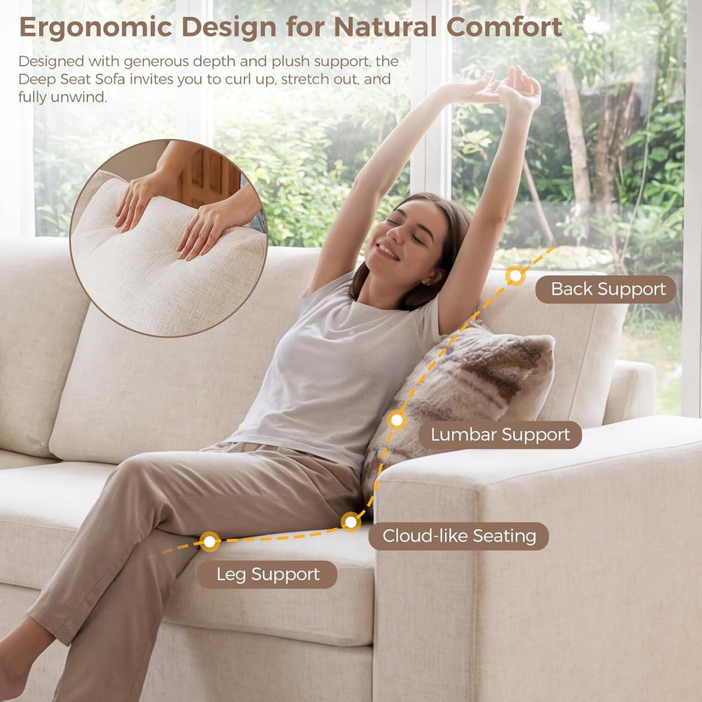 85" Modern Sofa Couches for Living Room, 3 Seater Sofa
