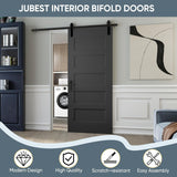 36"x84" Sliding Barn Door, 5-Panel White Primed Hollow Core Interior Molded Door Slab with 6FT Hardw