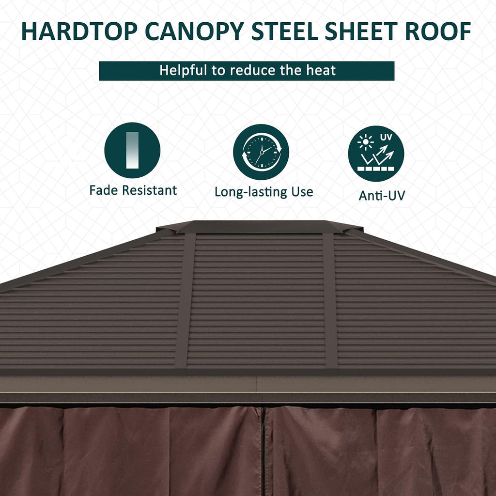 10' x 12' Hardtop Gazebo with Curtains and Netting