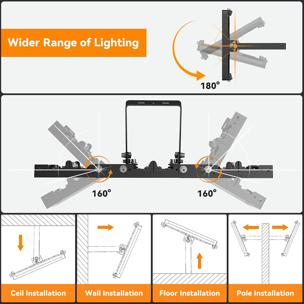 600W LED Outdoor Flood Light, 60000LM Super Bright Stadium Light, 6000K Daylight White, IP66 Waterproof 3 Heads