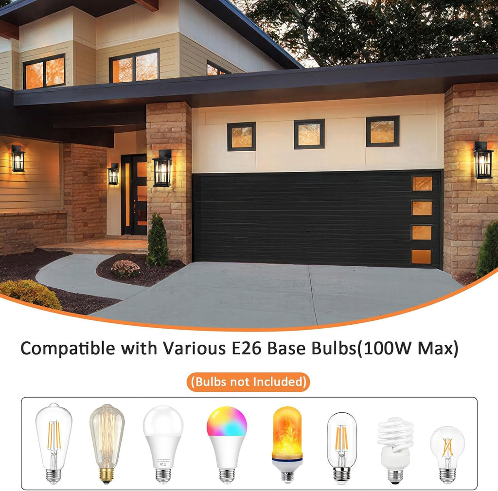 2-Pack Outdoor Light Fixtures Wall Mount, Waterproof Exterior Wall Lanterns Porch Lights