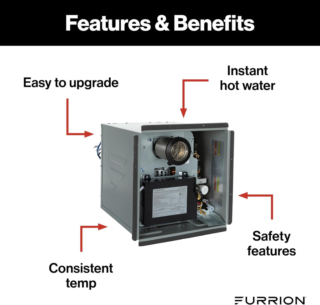 Tankless Gas Water Heater, White, 2.4 GPM, 60, 000 BTU, Antifreeze Protection, Propane w/Electric Ignition