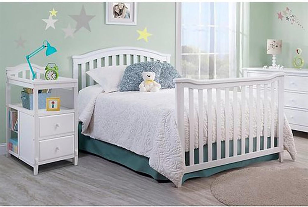 Berkley Crib and Changer with Slat Panel Back Classic -in- Convertible Diaper Changing Table Non-Toxic Finish Wooden
