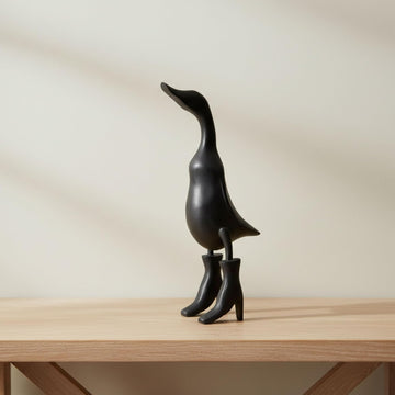 Bamboo Duck Figurine Sculpture - Playful Decorative Statue for Boho Room Decor - Shelf, Tabletop, Or Entryway Display