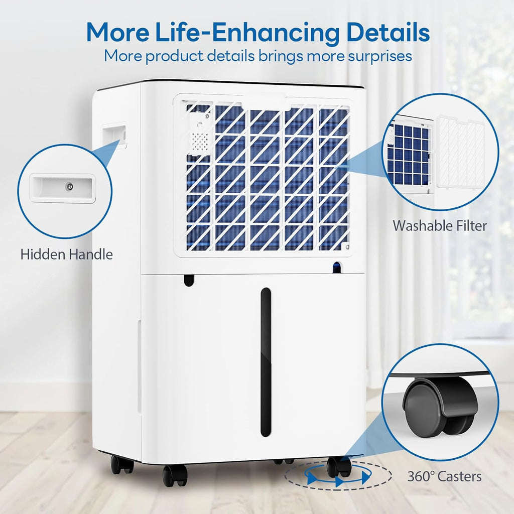 54Pint Dehumidifier for 4500Sq.Ft, Compressor Dehumidifiers for Home