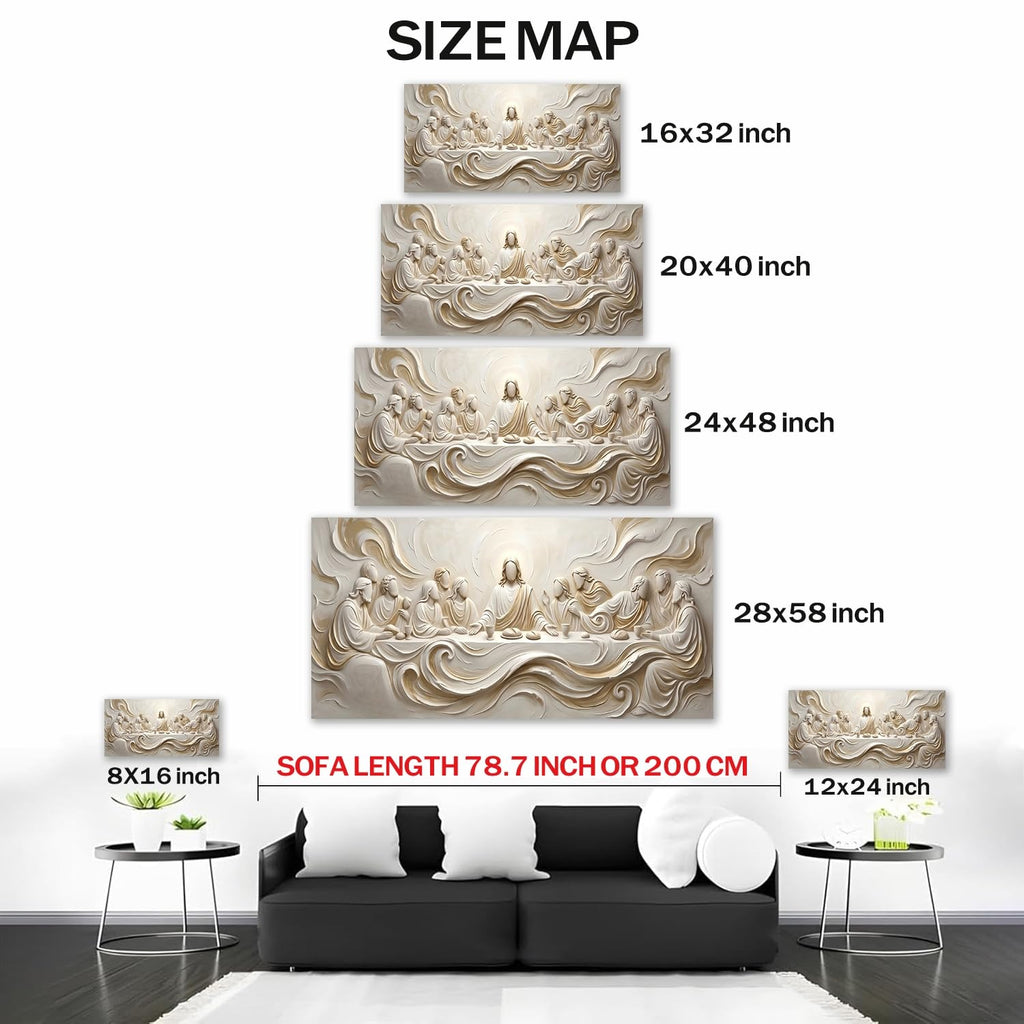 The Last Supper Textured Geometric Canvas Wall Art, structured and approachable Jesus and Apostles Scene for modern