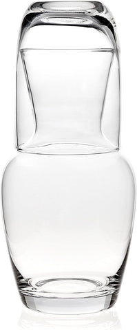 Bedside Carafe With Tumbler - Clear Glass - 2 Piece Water Pitcher And Cup Night Set