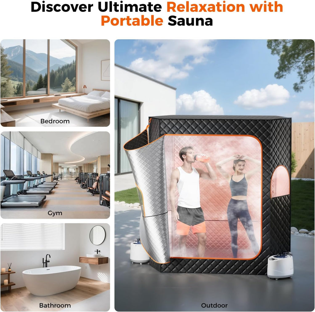 Portable Sauna Box, 2 Person Portable Steam Sauna for Home, Large Sauna Tent with 2 Steamer