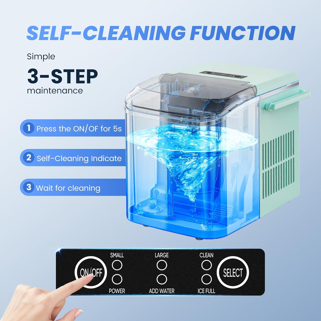 Ice Makers Countertop with Handle, Portable Ice Machine, 9 Bullet Ice Cubes in 6 Mins, 26lbs in 24Hrs, Auto-Cleaning