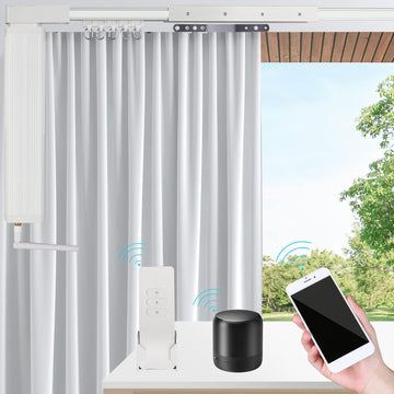 Smart Curtain Tracks WiFi Control by Phone, Support Voice Control for Alexa, Google Home, Tuya App Remote Automated