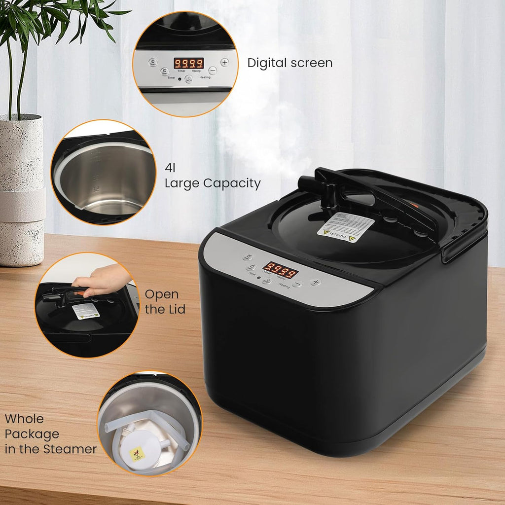 Larger Sauna Steamer 4L, 1500W Steam Generator,Steamer Pot with Remote Control, Steam Cup, Timer, 16 Levels