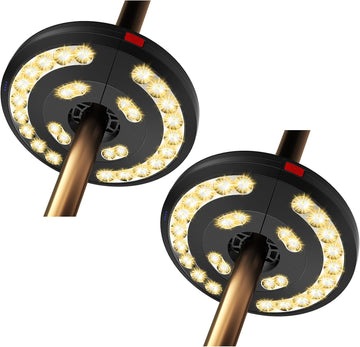 2packs Patio Umbrella Lights-Rechargeable Outdoor Lights | Patio Table Light 28 LED 3 Lighting Modes for 1.25-1.9inch