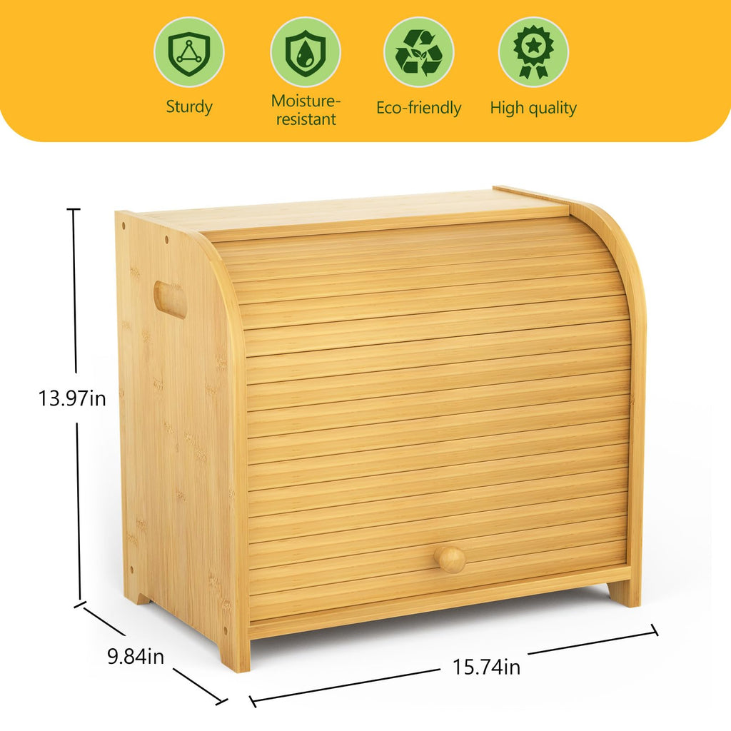 Bamboo Countertop, Roll Top Bread Storage Box