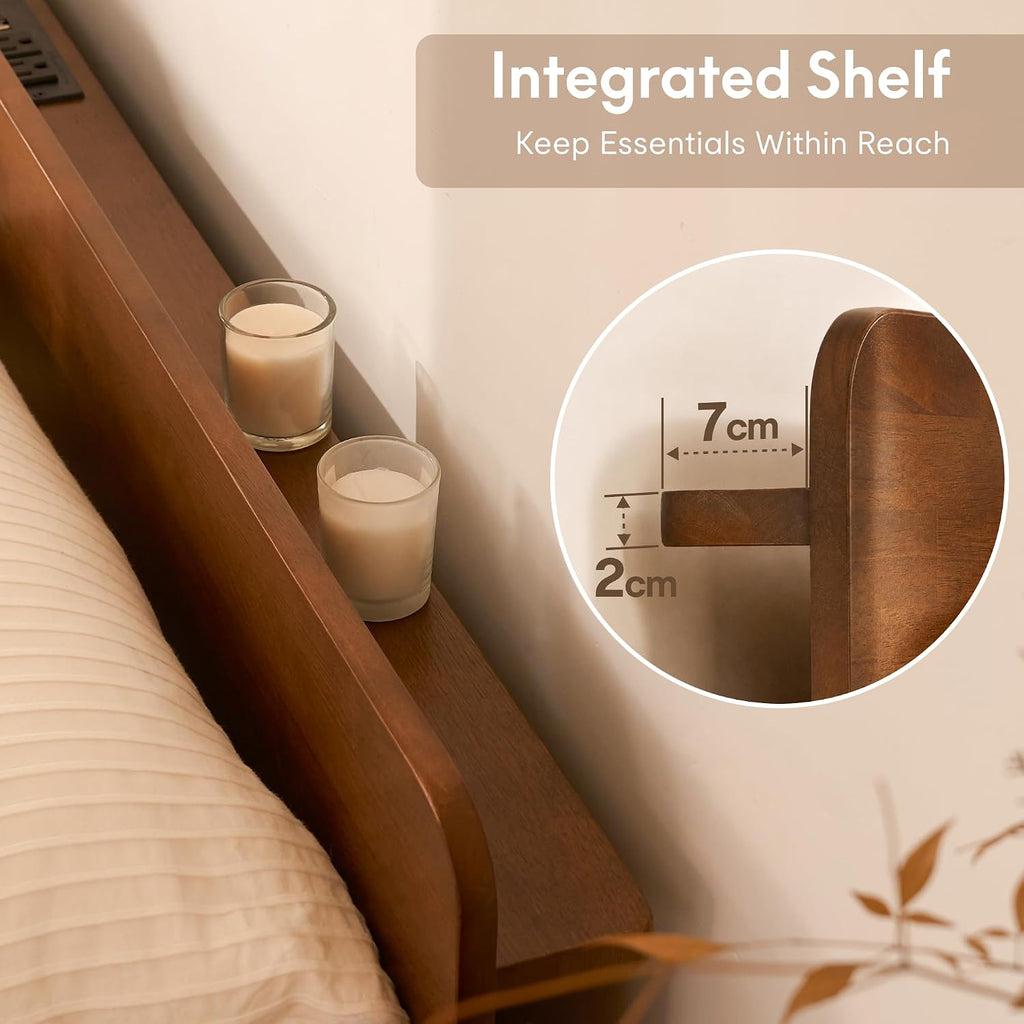 Hako G1 Queen Solid Wood Platform Bed with Tool-Free Assembly
