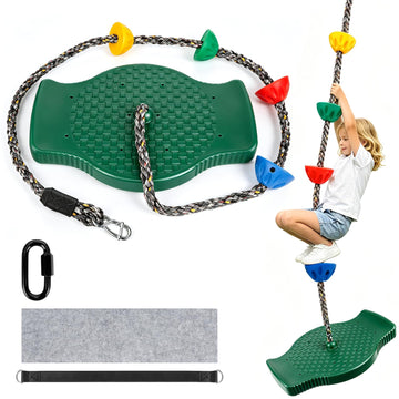 Tree Swing for Kids Disc Swing Seat Single Climbing Rope 165lbs, Green