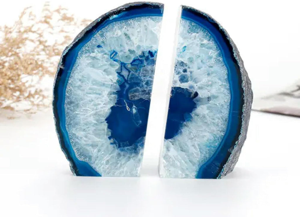 1Pair Natural Geode Book end Natural Agate Bookend Crystal Bookend Home Decor-Natural