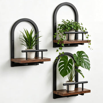 Floating Shelves Set for 3, Wall Plant Holder Shelf, Wall Planters | Wall Planters for Indoor Plants, Hanging Shelves