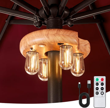 Wood Grain Patio Umbrella Light with Remote Control