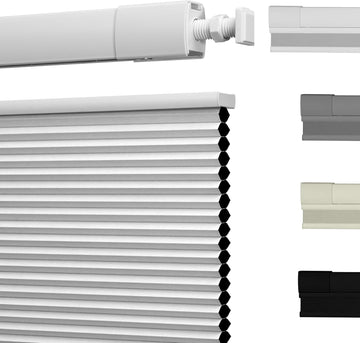 No Drill Cellular Shades, Blackout Black, 21" W x 64" H