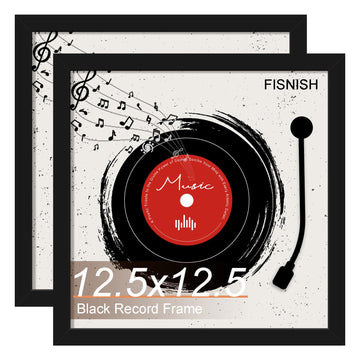 12.5x12.5 Vinyl Record Frame 2 Pack, Album Cover Frame, Black