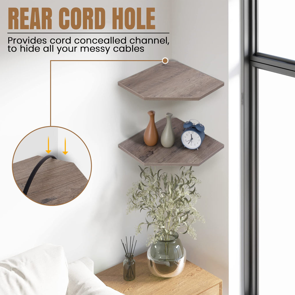 Corner Shelf Wall Mount, Corner Floating Shelves, Set of 4 Corner Wall Shelf Organizer, Rustic Wood Wall Storage