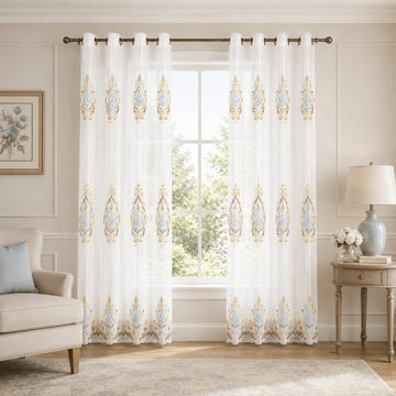 Simple Chenille Jacquard Sheer Window Elegance Curtains/Drapes/Panels/Treatments for Bedroom Living Room,Top Grommets