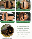 Customize Outdoor Barrel Sauna Rooms,2-10 Person Canadian Cedar Steam Barrel Saunas,Customization of Size, Color