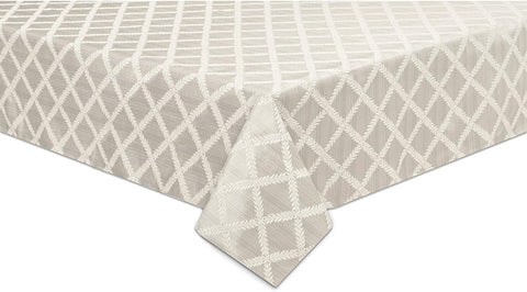 Laurel Leaf Tablecloth, Platinum - 70"W x 144"L